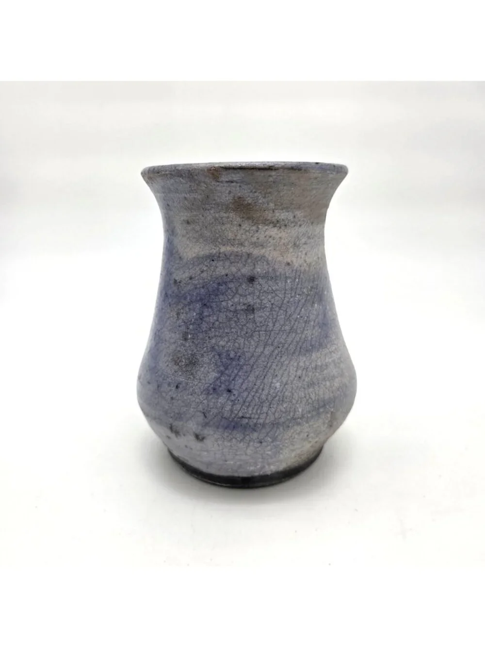 Vintage Blue Raku Pottery Vase Signed Sue